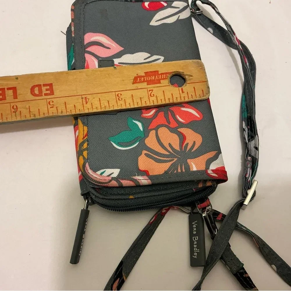 Vera Bradley Crossbody Bag - Gray with Red and Green Floral